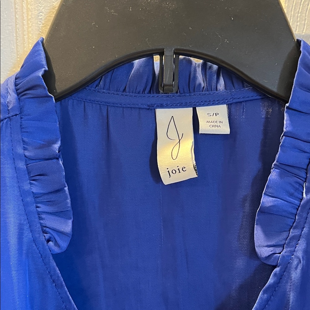 Joie Royal Blue Tie-Front Silky Blouse - Picture 6 of 8